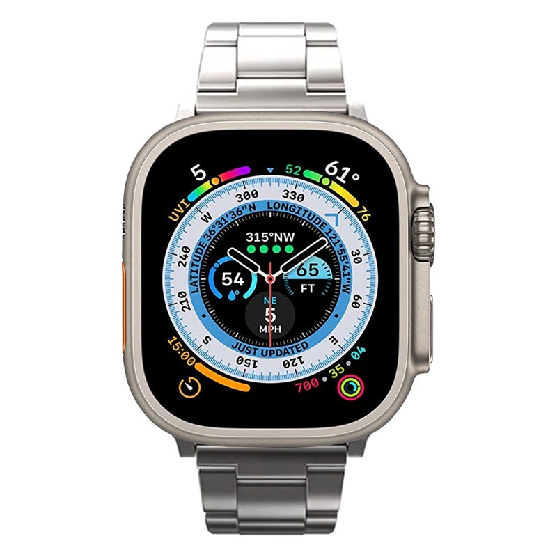 For Apple Watch Ultra strap Apple Watch 7/8 stainless steel quick release metal three beads with 49mm