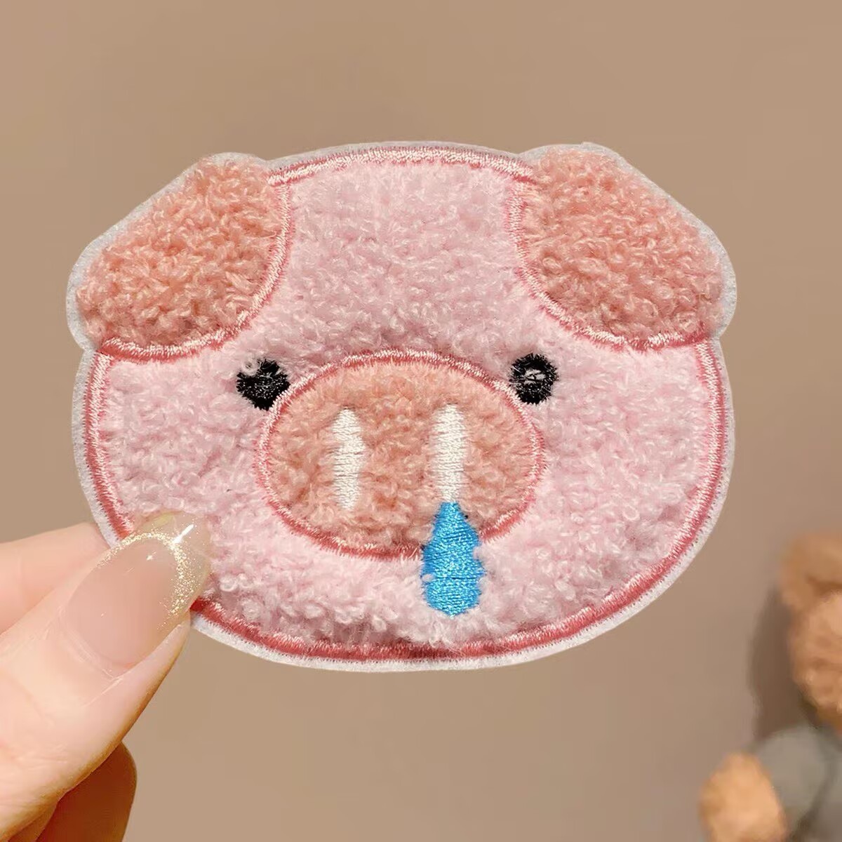 Cariñosa caricatura animal pegatina de cabello roto de la frente de la niña sin marcas pegatina de pestañas acabado de cabello artefacto velcro