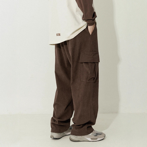 Men's American multi-pocket overalls men's straight loose 2026 new corduroy men's pants autumn casual pants