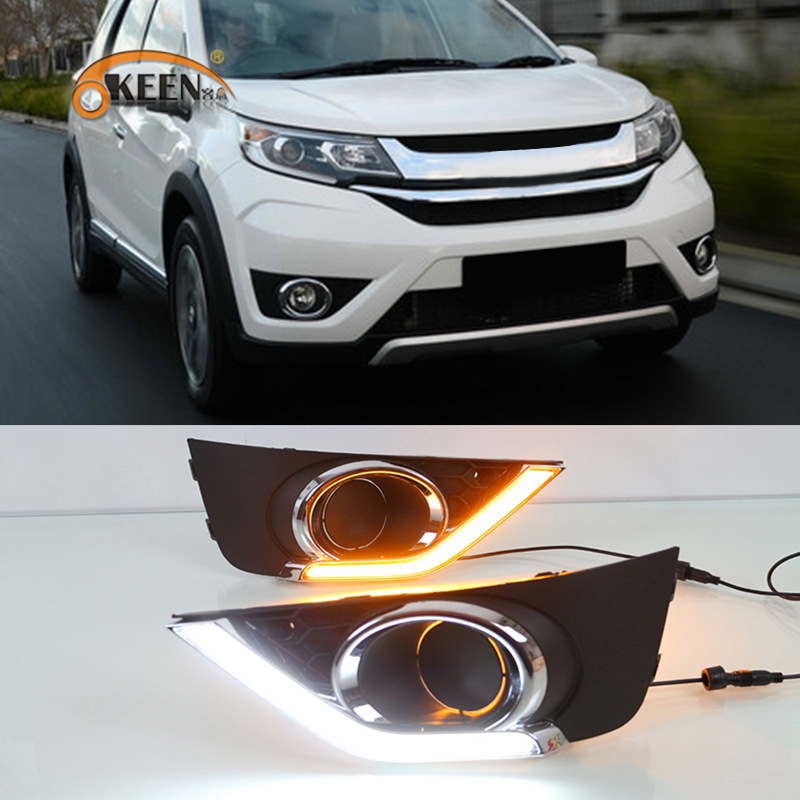 OKEEN for 15-17 Honda BRV day running light modified LED streamer turn signal car special bright fog lamp