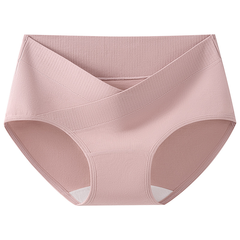 Ropa interior cruzada en forma de V para mujeres embarazadas de algodón ~ Calzoncillos de mujer de cintura baja transpirables de entrepierna de algodón de doble capa más largos y mejorados