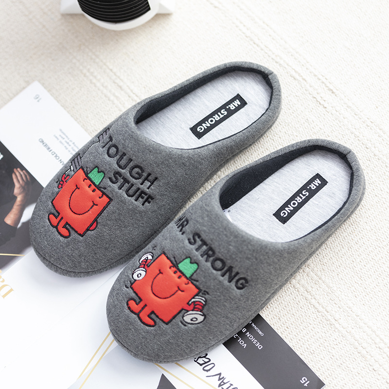 Foreign trade Men's New products Home Furnishing Shallow mouth keep warm Baotou The thickness of the bottom soft sole Flat heel Round Europe Large indoor slipper