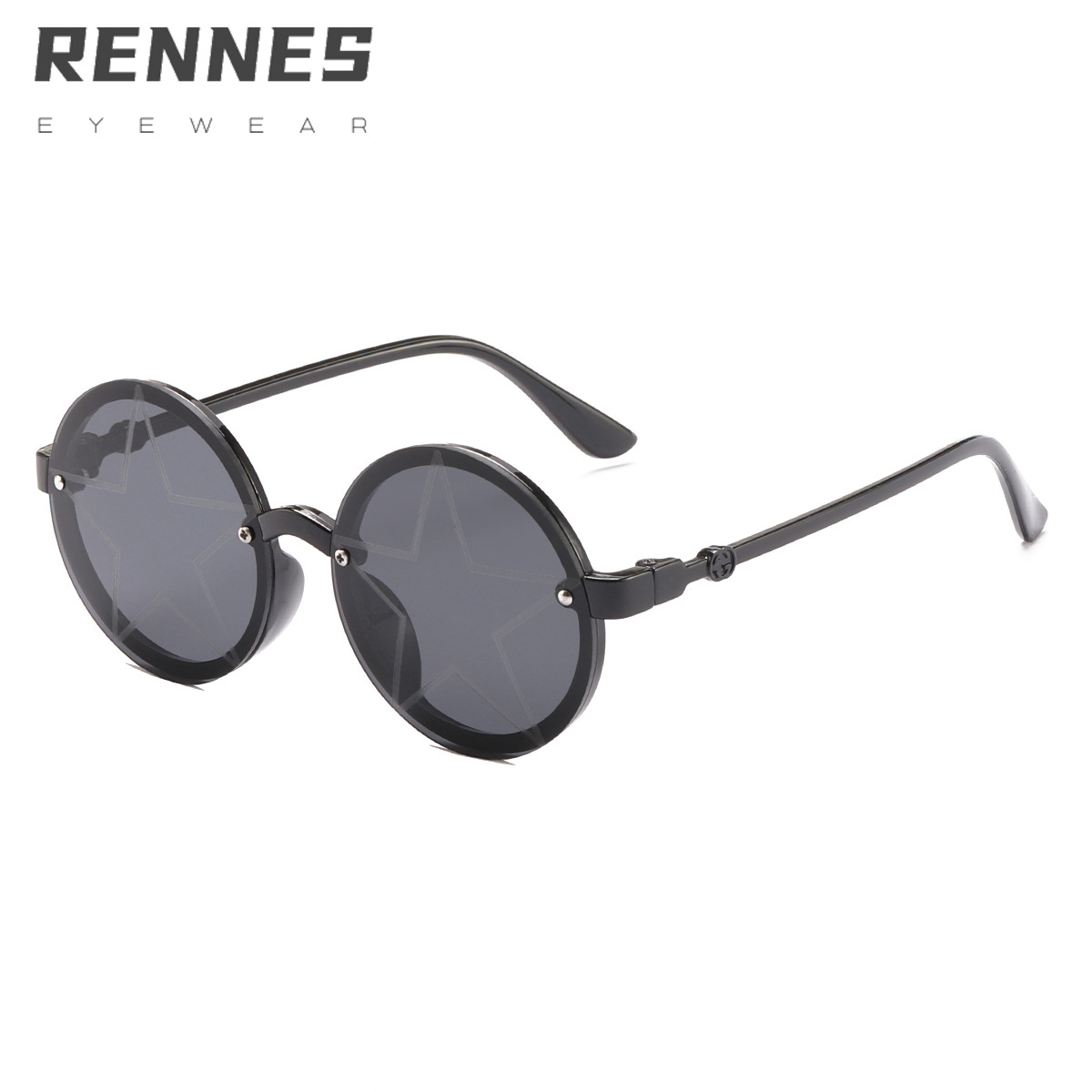 2021 gafas de juego de estilo coreano mismo estilo gafas de sol para niños personalidad de la moda transfronteriza gafas de marco redondo gafas de sol de estrella de cinco puntas