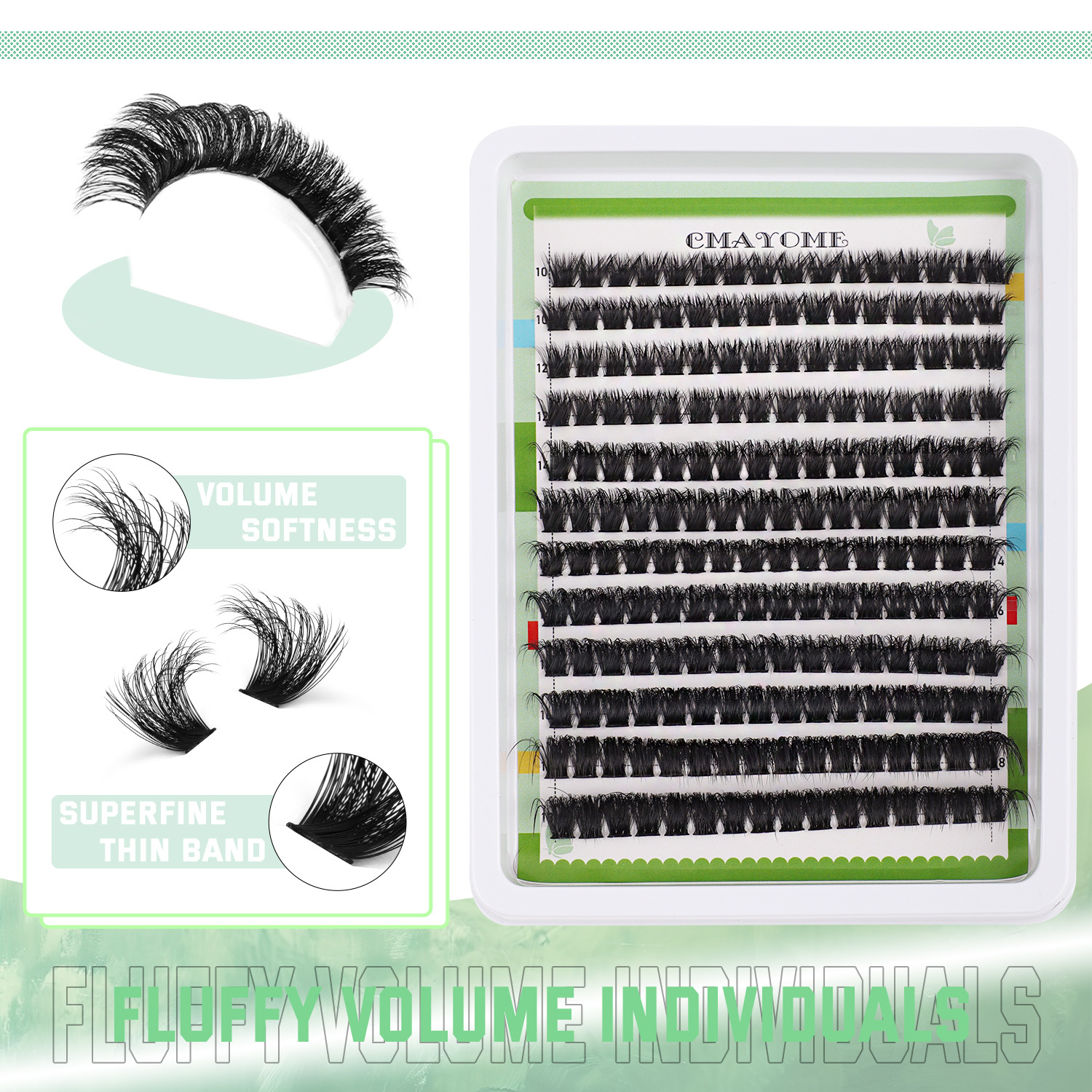 Utrikeshandel gränsöverskridande tjocka D böjda färg enda kluster lösögonfransar set 10 18mm böjda DIY segmenterade ögonfransar_voghion.com