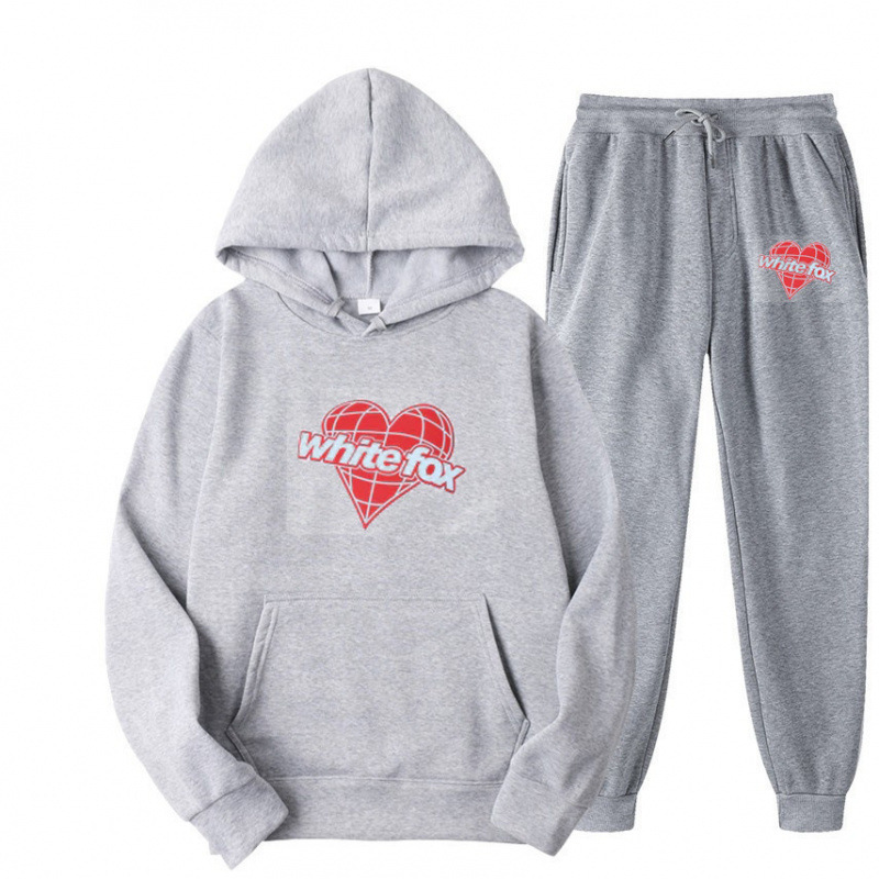 Cross-Border Foreign Trade White Fox Sportswear 2-Piece Set: Hooded Sweatshirt + Sweatpants, Loose Casual Versatile Style, Direct Sales from the Manufacturer