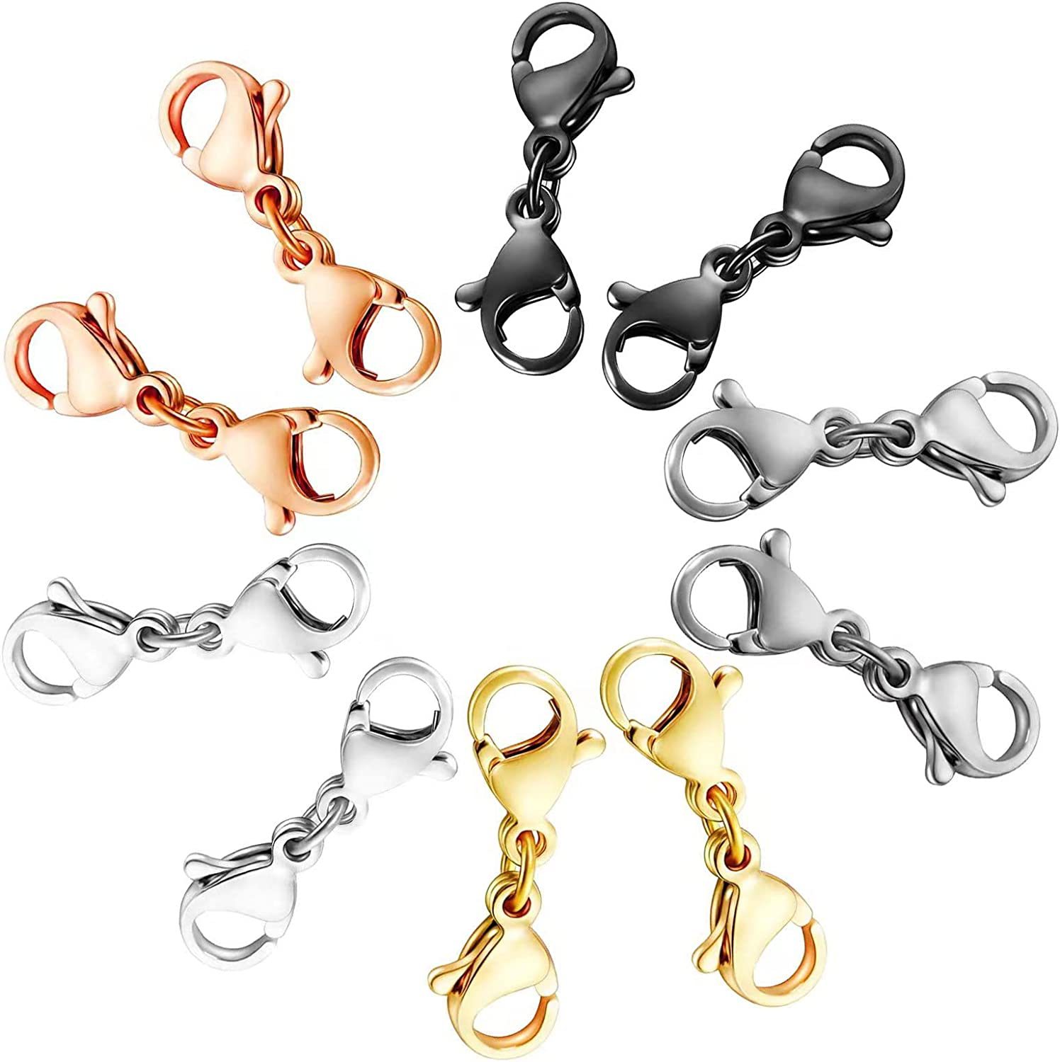 Eurasian double-headed lobster claw clasp for necklace and bracelet, zinc alloy lobster claw connector clasp, stainless steel clasp