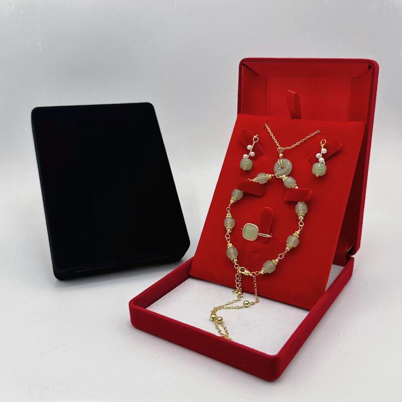 Jewelry Box, Gold Four-Piece Set Packaging Box, Bracelet Set Box, Wedding and Chinese Valentine's Day Storage Jewelry Box, Gift Box