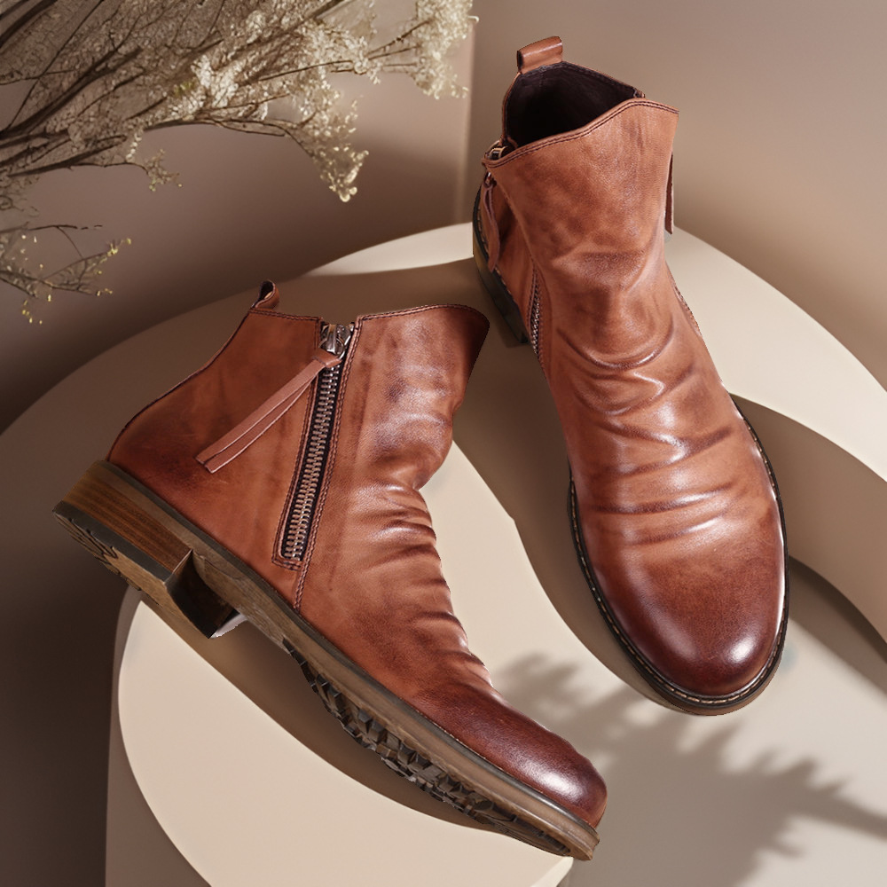 Férfi cipők Ősz és Tél Kétoldalas Cipzár Csúszásgátló Aljjal Férfi Csizmák Férfi Cipők Bojtos Csizmák Férfi Bőr Csizmák Nagy Méretben_voghion.com