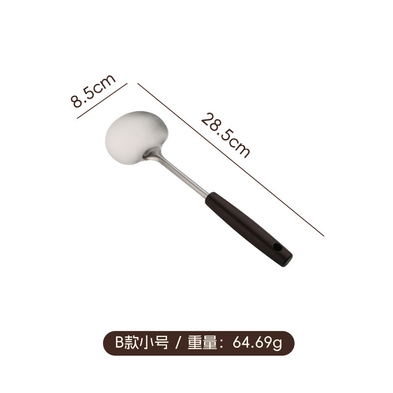 木製ハンドルステンレス鋼キノコスパチュラ大小家庭用キッチンロングハンドル滑り止めスパチュラフライパンスプーンスパチュラノンスティックパン|undefined