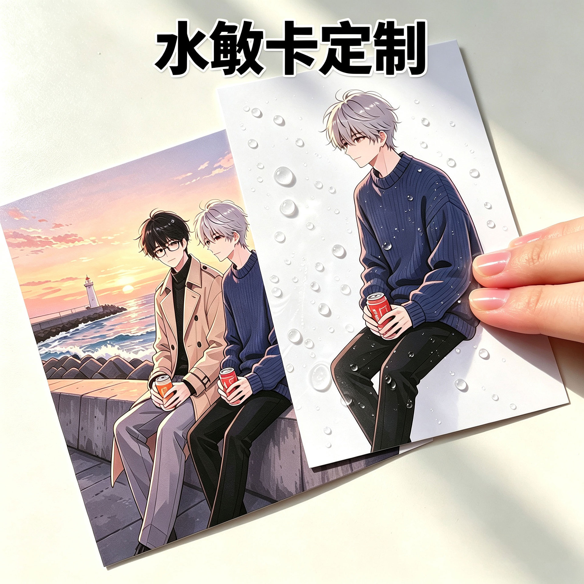 Custom water-sensitive postcards based on images, celebrity and anime merchandise, support postcards, cards that appear when wet, DIY cards