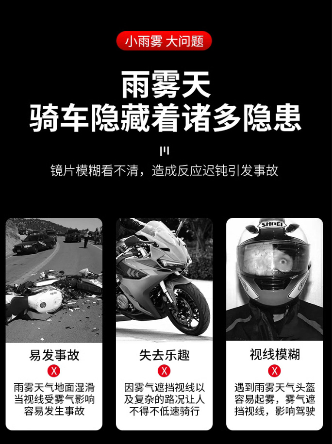 Snap-On Anti-Fog Film Motorcycle Helmet Lens Anti-Fog Patch Long-Lasting Anti-Fog High-Definition Rain-Proof and Anti-Fog Card