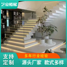 堆叠式钢木钢结构复式公寓小户型家用楼梯别墅简约现代工程梯设计