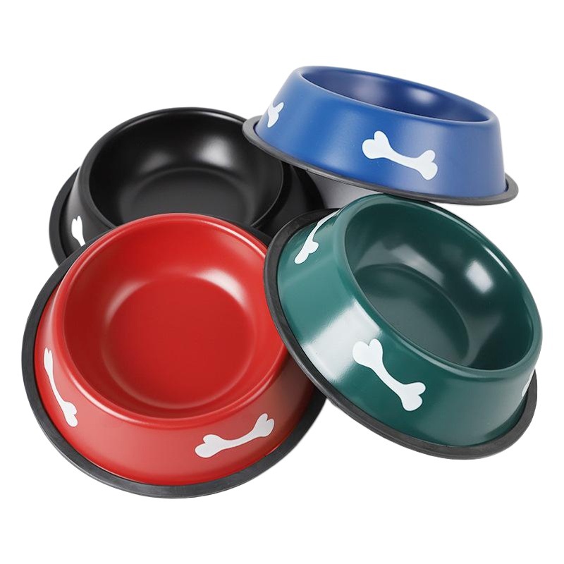 Fábrica al por mayor Hawo pintura de acero inoxidable Pet Bowl hueso lindo tazón de agua grande perro tazón para mascotas suministros al por mayor