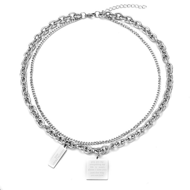 Exaggerated Multi-layer Titanium Steel Chain Necklace For Women_voghion.com