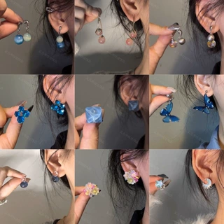 小清新银针树脂圆形一款多戴耳环轻奢高级感耳钉时尚百搭耳饰小众