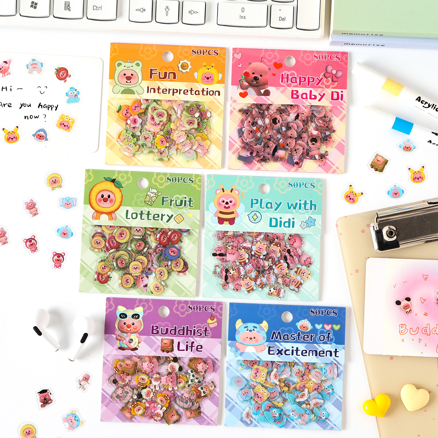 Pretty Boy Rudy Series Pet Impermeable Cute Cartoon Pegatinas para niños Pet creativo Material de película de corte Pet Paquete de pegatinas de cuenta manual