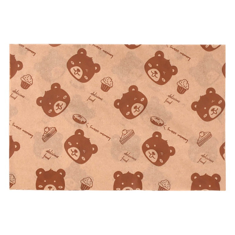 Выпечка бурого медведя коврик бумага печать маслостойкая бумага Жареные Закуски Чипсы тарелка бумага коврик бумага гамбургер Сэндвич Оберточная Бумага