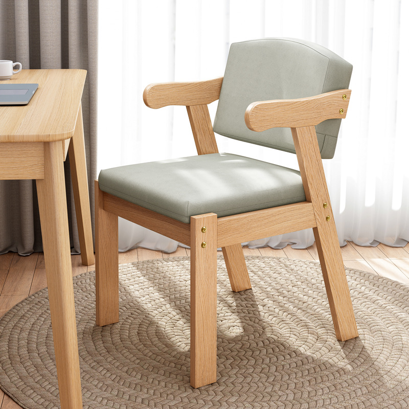 Household Solid Wood Chair Modern Simple Casual Dining Chair Simple Bentwood Nordic Desk Chair Computer Backrest Armchair