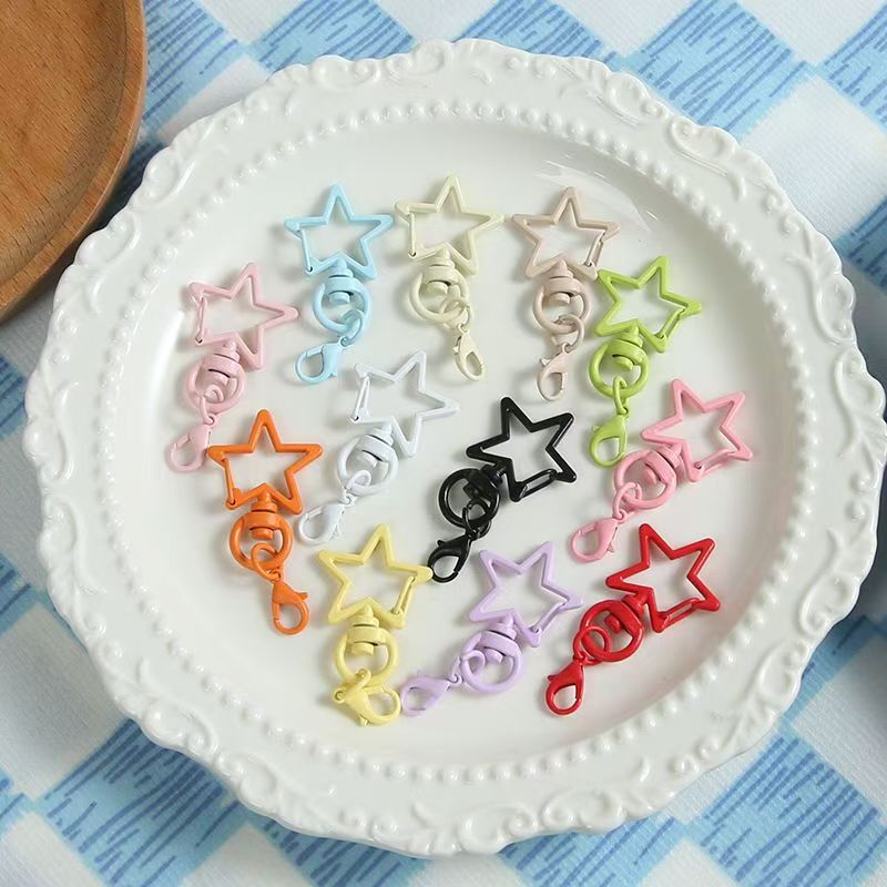 Macaroon color five-pointed star small lobster buckle diy metal jewelry accessories material paint door buckle hanging buckle wholesale