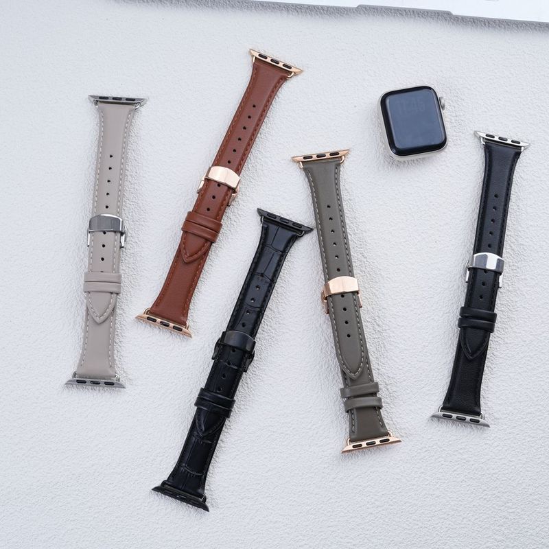适用苹果手表AppleWatch9表带真皮舒适蝴蝶扣iwatch876543seS10|undefined