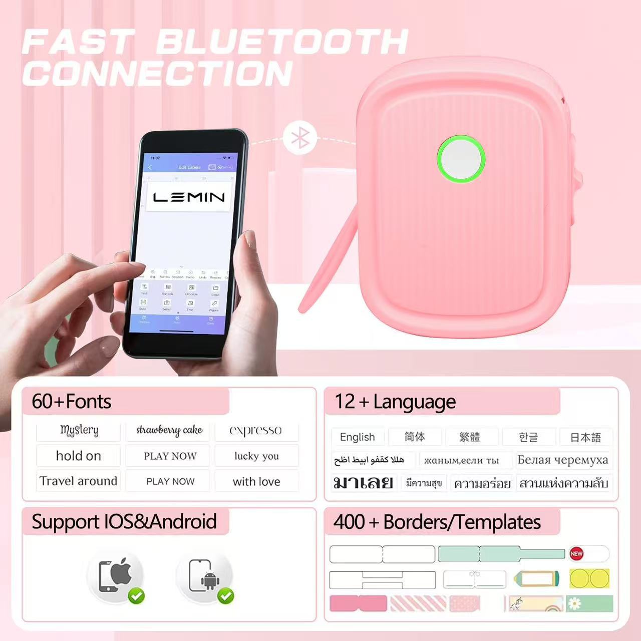 Small handheld printer, bluetooth