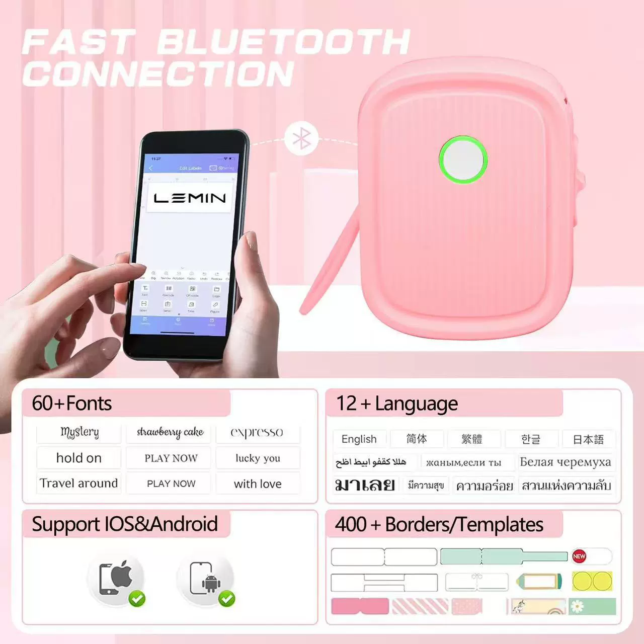 Small handheld printer, bluetooth