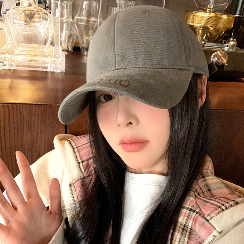 Retro americano lavado con agua para hacer viejas letras sombrero de béisbol para mujeres 2025 sombrero de boca de pato de nicho de calle