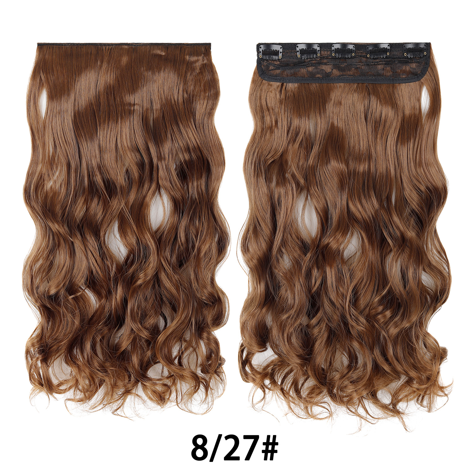 Extensión de Cabello de 5 Clips de 18 Pulgadas de Fibra de Alta Temperatura Rizado para Señoras