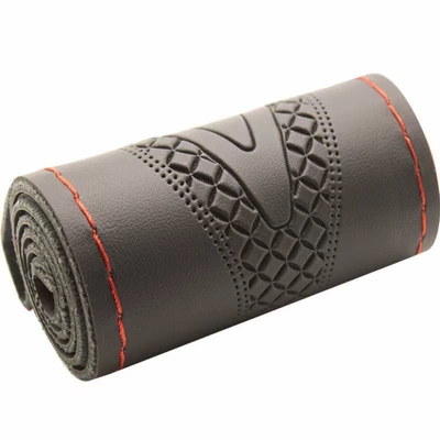 Wheel Cover, Car Handlebar Cover, Imitation: Steering wheel cover - oval-black-red-line-38cm