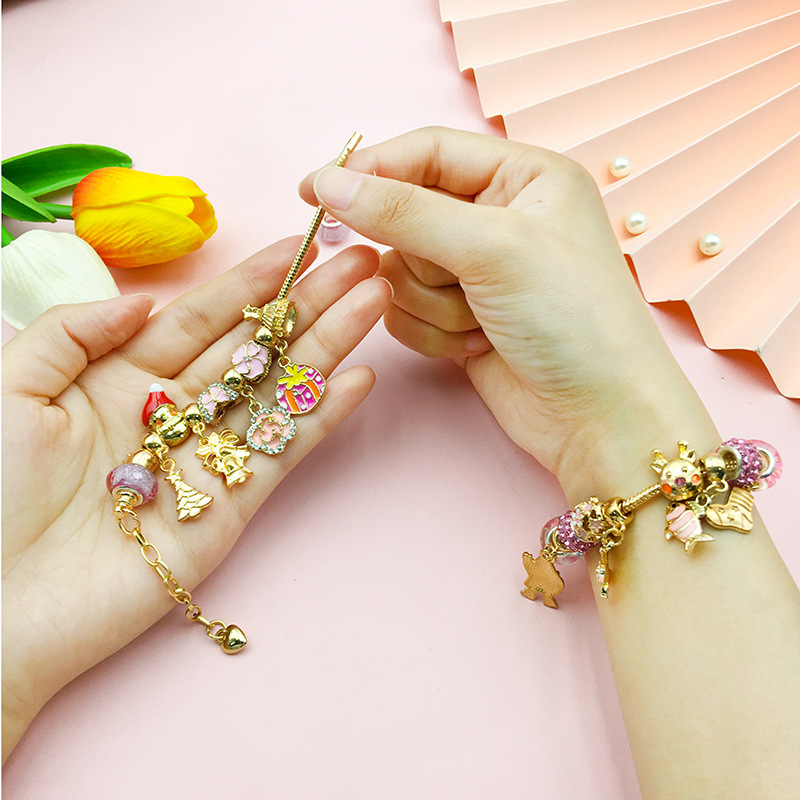 Oro rosa/plata Navidad 24 cuenta atrás calendario ciego caja hecha a mano de los niños regalo dibujos animados traje joyería