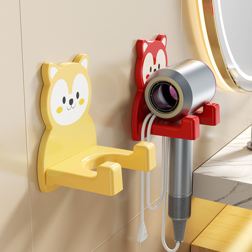 Cartoon Hair Dryer Holder for Bathroom — No-Drill, Lazy Person's Electric Hairdryer Fixed Hanging Rack & Storage Shelf