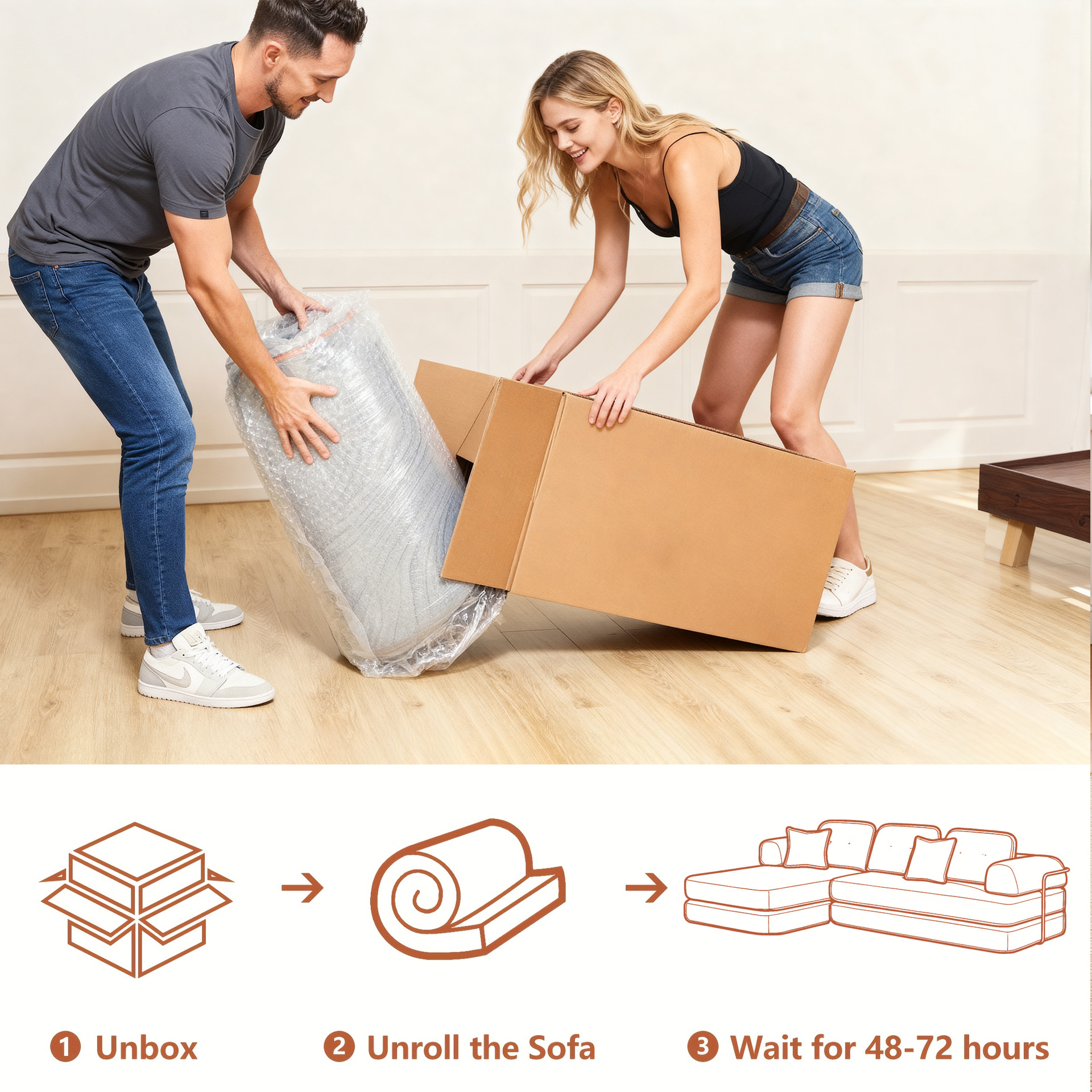 Fábrica directa vacío sofá de compresión sala de estar dormitorio doble línea recta módulo minimalista marco de metal plegable