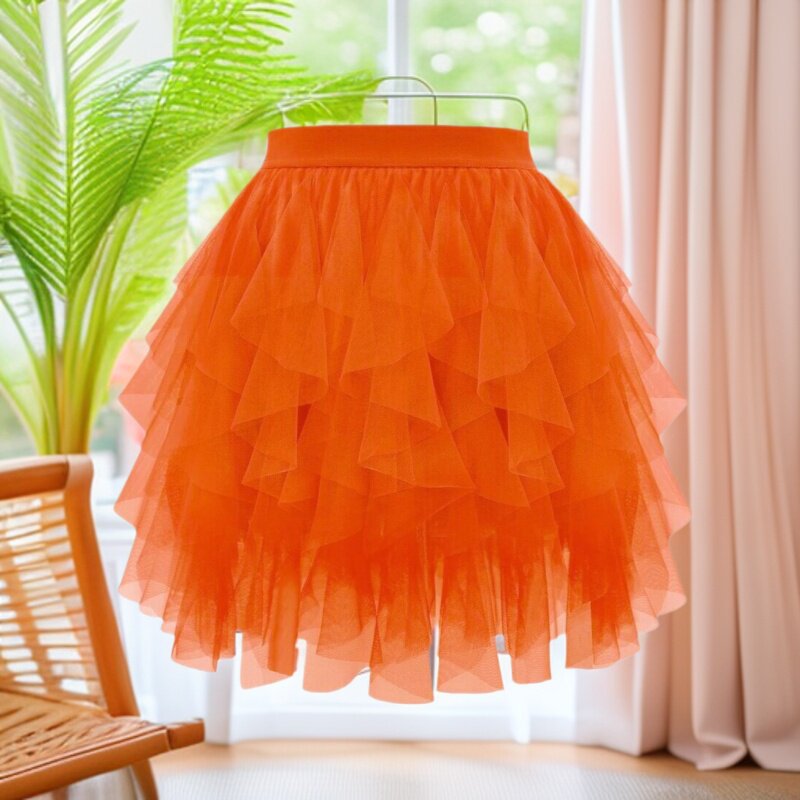 Amazon Mesh Skirt, Tutu Skirt, Soft Gauze Cake Skirt, Foreign Trade Spring and Summer New Short Princess Skirt with Ruffles