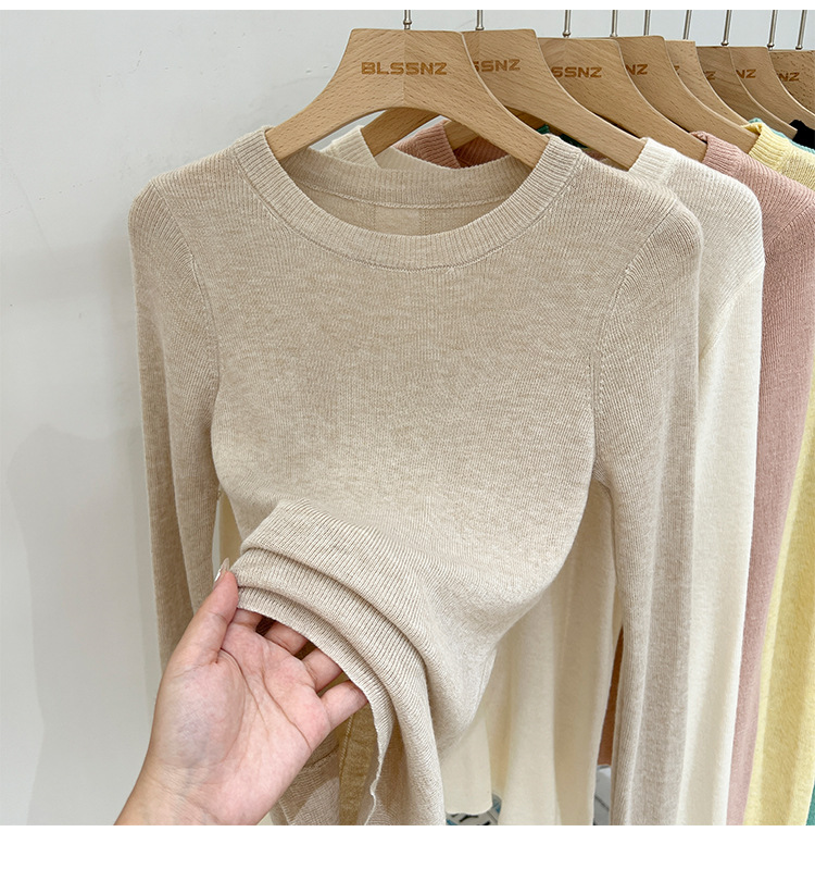 315g Weight Long Sleeve Sleeve Length Pullovers Placket Type Spandex, Polyester Fabric Type Short Top Length Knitwear Tops Type Daily Occasion Round Neck Neckline Slim Fit Type Solid Color Pattern Spring, Autumn Season Women's Gender Casual, Simple Style Style Wholesale Women's Casual Simple Style Solid Color Long Sleeve Sweaters & Cardigans 9