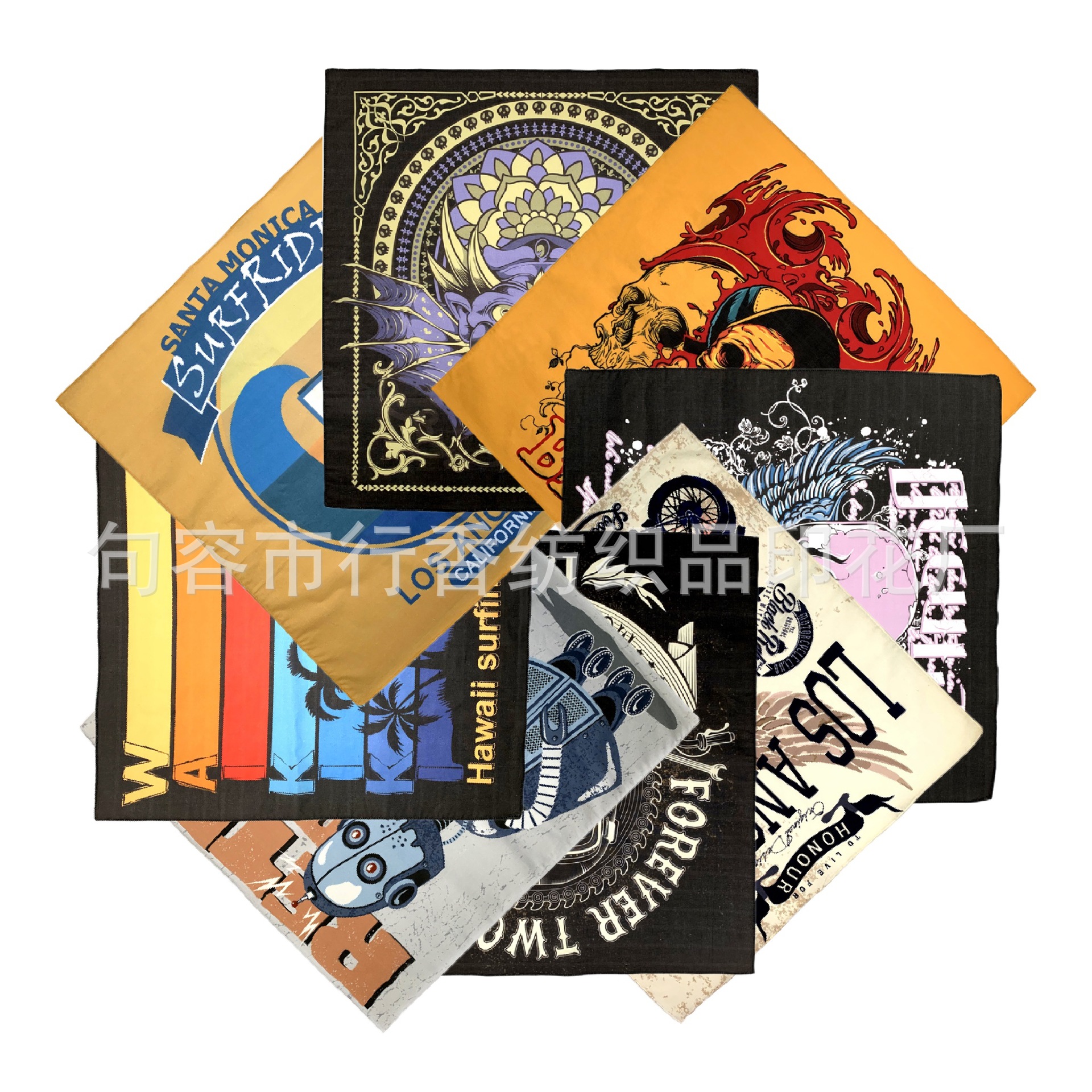 Factory Direct Sales Bandana Square Scarf Customized Cotton Polyester Customized Outdoor Cycling Headscarf Wholesale