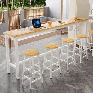 Simple Wall-Mounted Bar Table Commercial Cocoa Custom Milk Tea Shop Table and Chair Combination High Bar Table Home Long Bench X&
