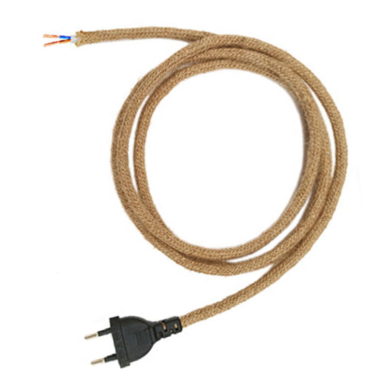 유럽 표준 2 라운드 플러그 대마 로프 와이어 테이블 램프 바닥 램프 벽 램프 소금 램프 복고풍 유럽과 미국 스타일의 목가적 인 스타일