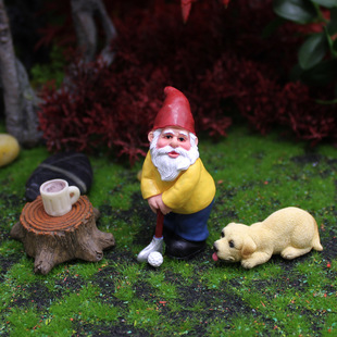 Cross-Border Micro-Landscape Christmas Decorations Garden Puppy Dwarf Golf Ornaments Creative Dwarf Character Elf
