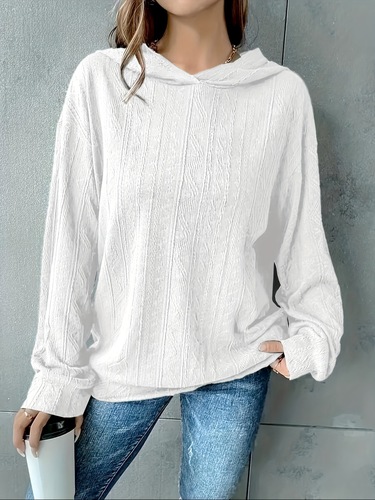 Plus Size Solid Hooded Sweatshirt for Women