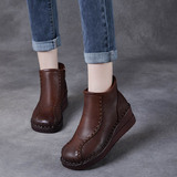 以一 Демисезонные этнические утепленные короткие сапоги на платформе, ботинки, этнический стиль, мягкая подошва