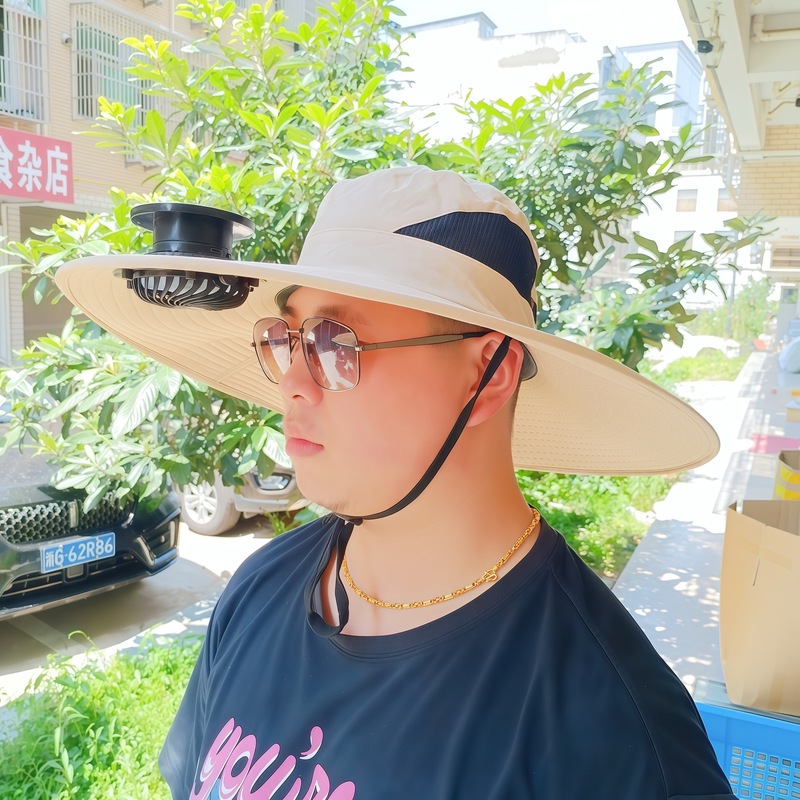 ソーラーファン付き帽子、一体型釣り帽子、男性用アウトドア登山帽子、ファン付き帽子、600mAh、スチールリング付き|undefined