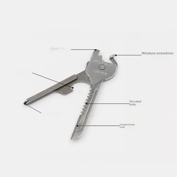 Swiss technology creative outdoor multi-function keychain multi-function tool 6-in-1 Folding mini knife