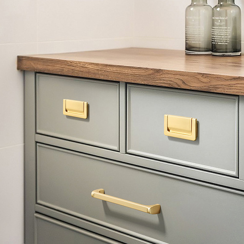 Modern simple zinc alloy hardware handle golden extended cabinet door handle wardrobe cabinet door light luxury drawer single hole