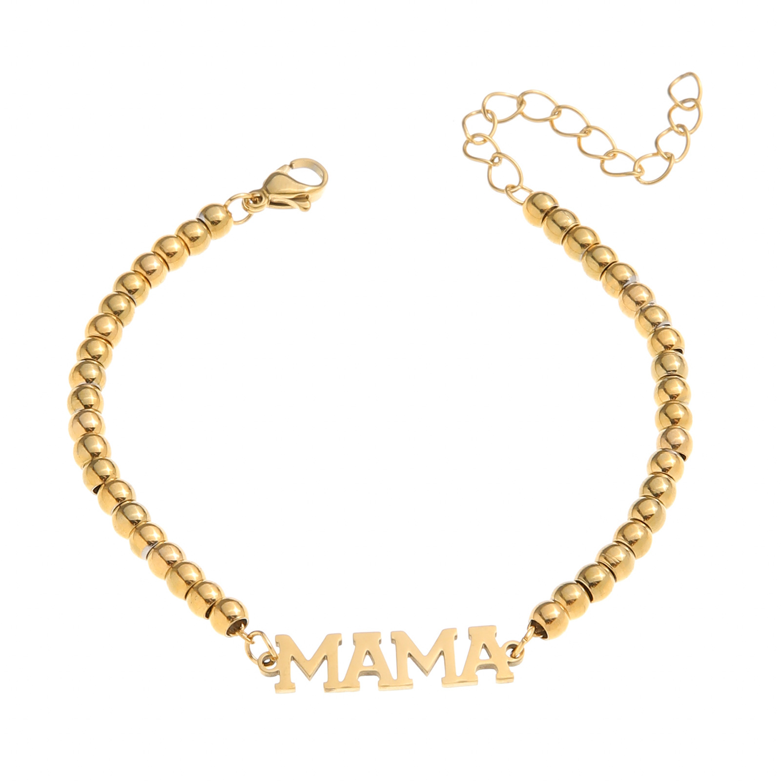 38g Weight 18K Gold Plated Plating Material 304 Stainless Steel Pendant Material Bracelets Classification 304 Stainless Steel Chain Material Beaded Chain Chain Type 1 Piece Quantity Holiday, Daily Occasion 304 Stainless Steel Material Mother'S Day Festival Letter Pattern All Seasons Season Women's Gender Plating Design Simple Style, Classic Style Style Simple Style Classic Style Letter 304 Stainless Steel 18K Gold Plated Beaded Chain Bracelets In Bulk 6