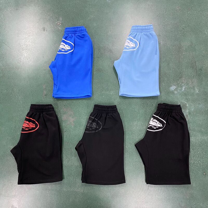 High-Quality American Street Hip-Hop Printed Knitted Shorts Men's Trendy Summer Loose High Street Mid-Length Shorts