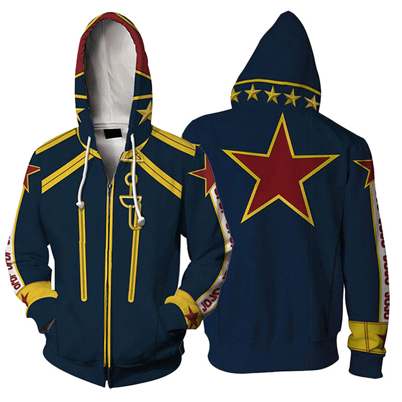 Riman's new JOJO's wonderful adventure 3D printed hooded cardigan sweater men's cosplay