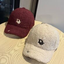 新款秋冬保暖加绒加厚羊羔毛材质鸭舌帽女ins潮流百搭棒球帽子男