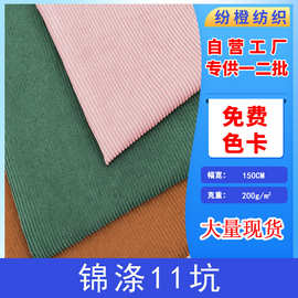 现货锦涤11坑灯芯绒全涤无弹面料箱包沙发套家纺夹克服装布料
