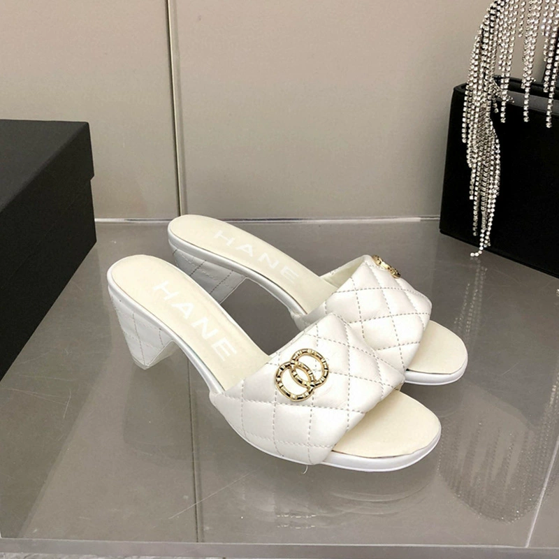 Летние модные сланцы с узором в виде diamonds, 2022, стиль Chanel