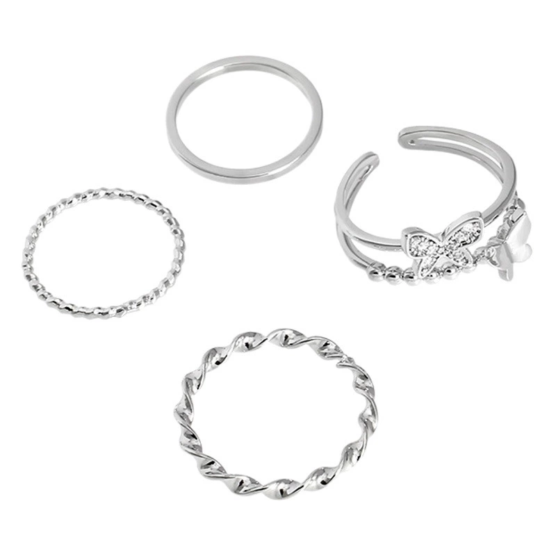 Изысканное супер фея бабочка витое кольцо из четырех частей женское легкое роскошное нишевое дизайн чувство Мода личность темперамент индекс кольцо